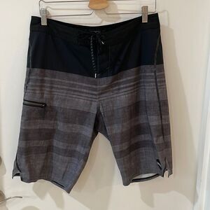 O' NEILL hyperfreak swim boardshorts lace up stretch gray black stripe